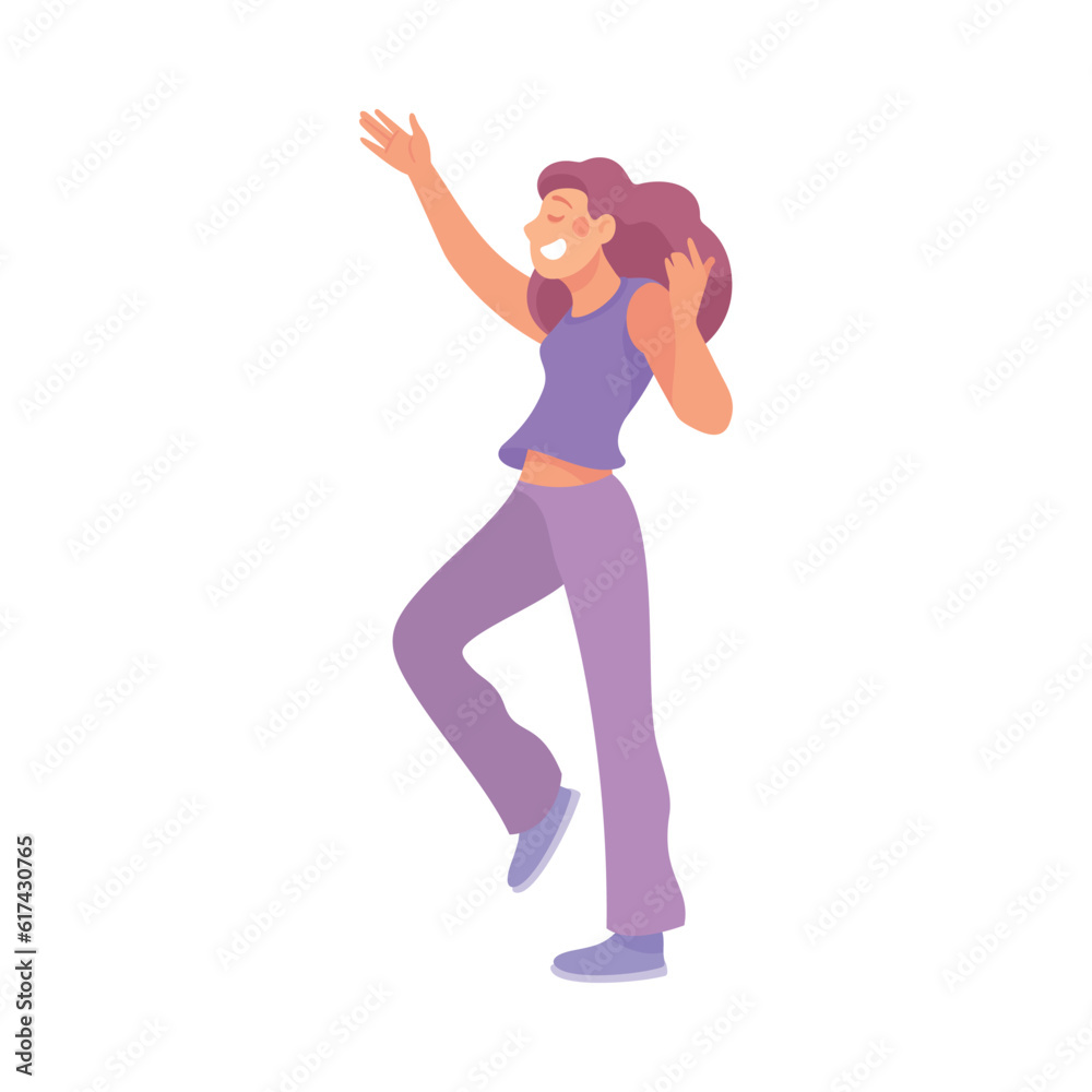 Young Woman Dancing to Music Moving Body Vector Illustration Young Woman Dancing to Music Moving Body Vector Illustration