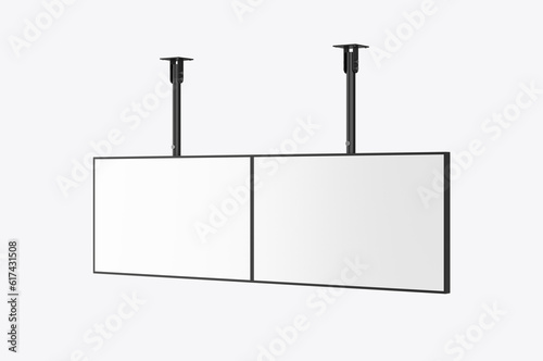 Fotografia Outdoor digital ceiling mounted display screen blank template, 3d render illustration