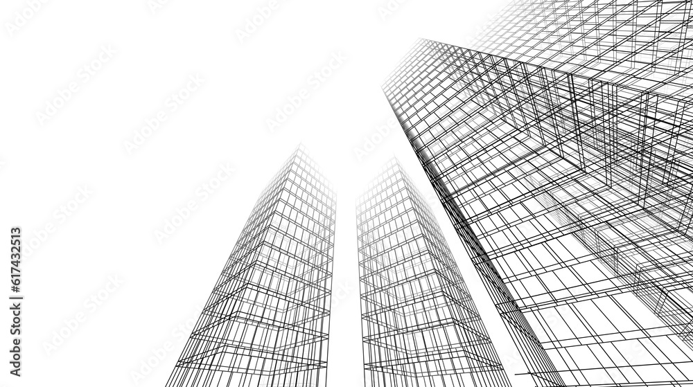 Fototapeta premium modern office buildings 3d rendering
