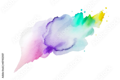 Colorful rainbow pastel watercolor drop on paper, paint splash isolated design element, color powder explosion AI generated image