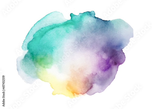Colorful rainbow pastel watercolor drop on paper, paint splash isolated design element, color powder explosion AI generated image