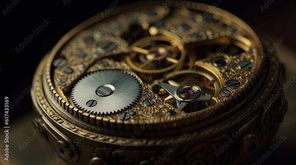 a macro shot of the movement of a high-quality wristwatch. time concept. Generative AI a macro shot of the movement of a high-quality wristwatch. time concept. Generative AI