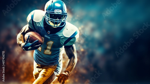 American football player. background on a sports theme. ai generative