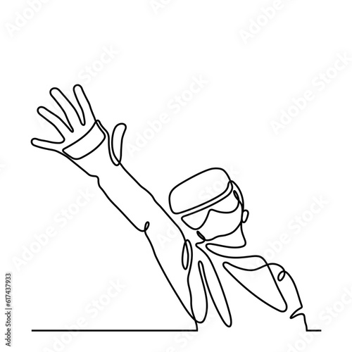 People wearing virtual reality glasses device. Metaverse concept. Continuous line. Hand drawn. One line. line art. Logo design. Vector. illustration