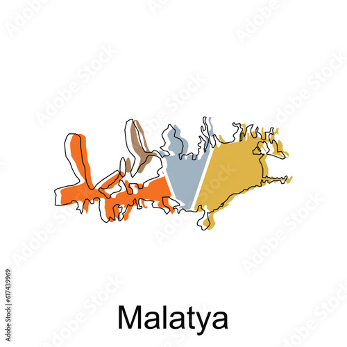 Map of Malatya Province of Turkey Illustration design, Turkey World Map International vector template photo
