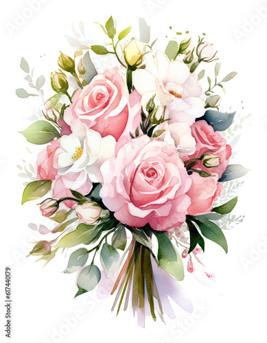 Cute wedding bouquet. Illustration AI Generative.