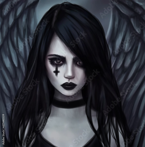 Dark Gothic angel. retro style Gothic art