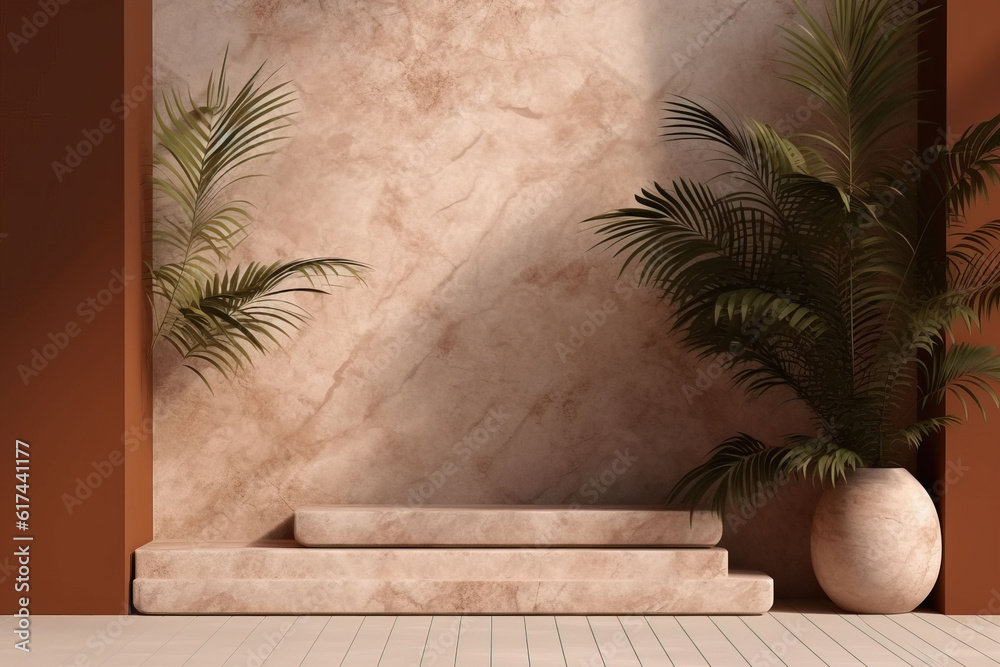 Fototapeta premium Minimal mockup with premium podium made of natural sto