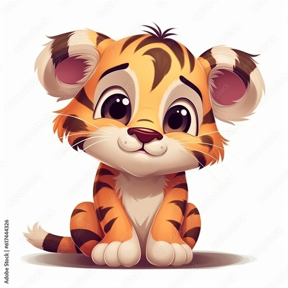 a cartoon drawing of a cute tiger cub a cartoon drawing of a cute tiger cub