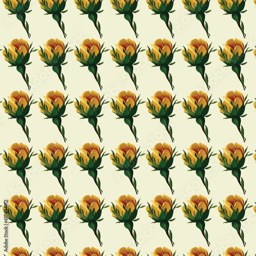 seamless floral pattern with colorful wild flowers on mirror reflecting blue sky