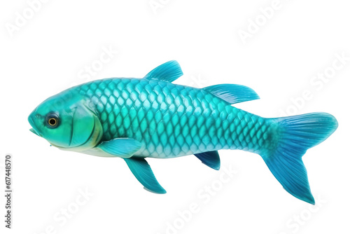 Turquoise Tidal fish. Transparent background. generative AI