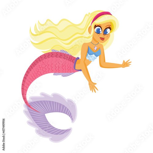 Vector Cartoon Mermaid Character isolated illustration