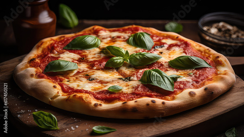 Snapshot of a Mouthwatering Margherita Pizza with Fresh Basil