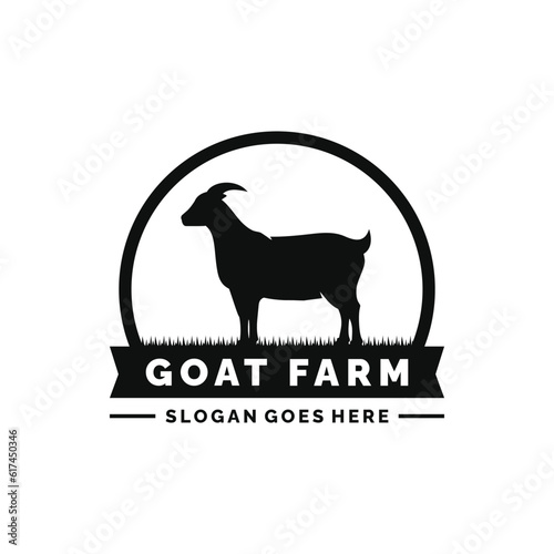 Goat farm logo design vector illustration. Livestock logo vector