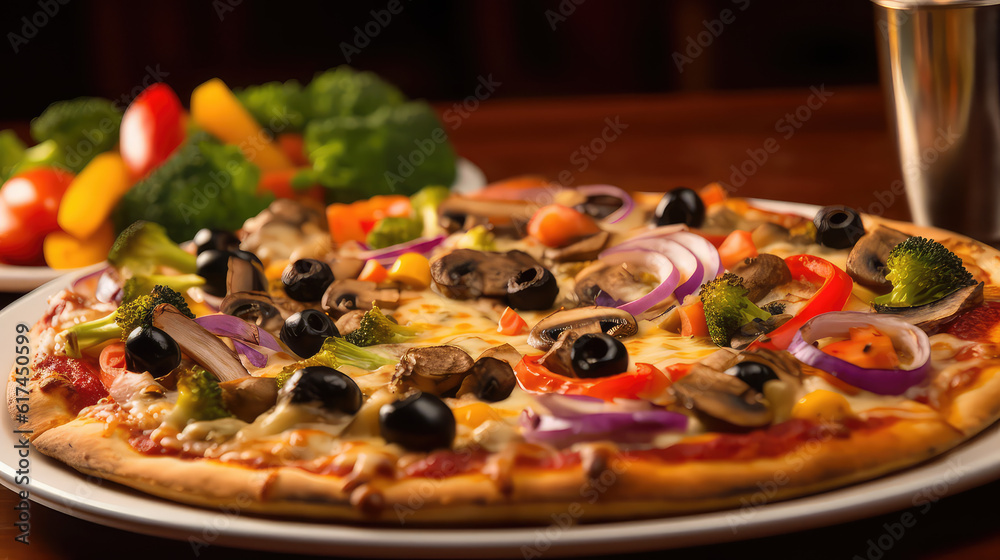 Pizza Topped with various Vegetable 
