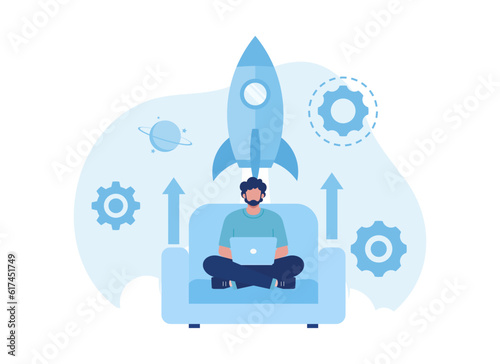 People starting a business project concept trending flat illustration