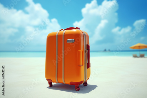 Suitcase luggage baggage for summer travel and vacation photography