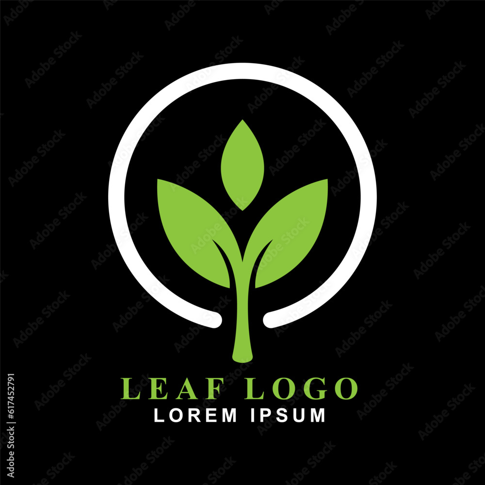 leaf circle logo flat design isolated white background Stock Vector ...