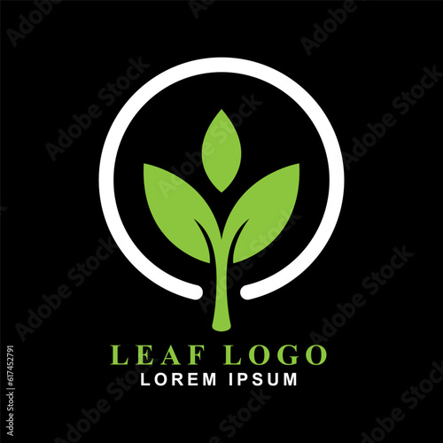 leaf circle logo flat design isolated white background