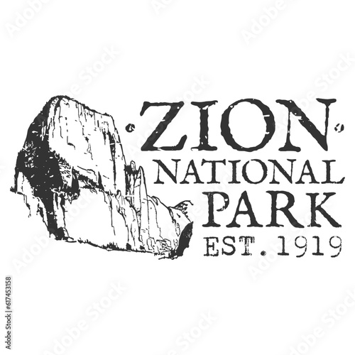 Zion National Park Illustration Clip Art Design Shape. Parks and Outdoors Silhouette Icon Vector.