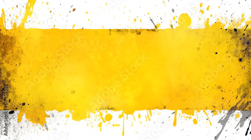 Yellow banner paint splashes background transparent isolated - Generative AI