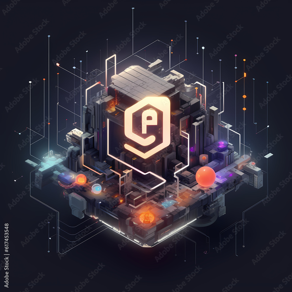 Naklejka premium Futuristic representation of AI incorporated into a logo design, generative ai.