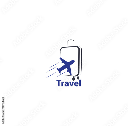 vector illustration,travel logo with suitcase and airplane concept