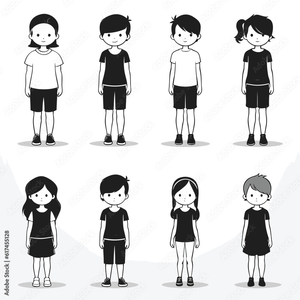 kids body black white drawing emotions vector isolated illustration kids body black white drawing emotions vector isolated illustration