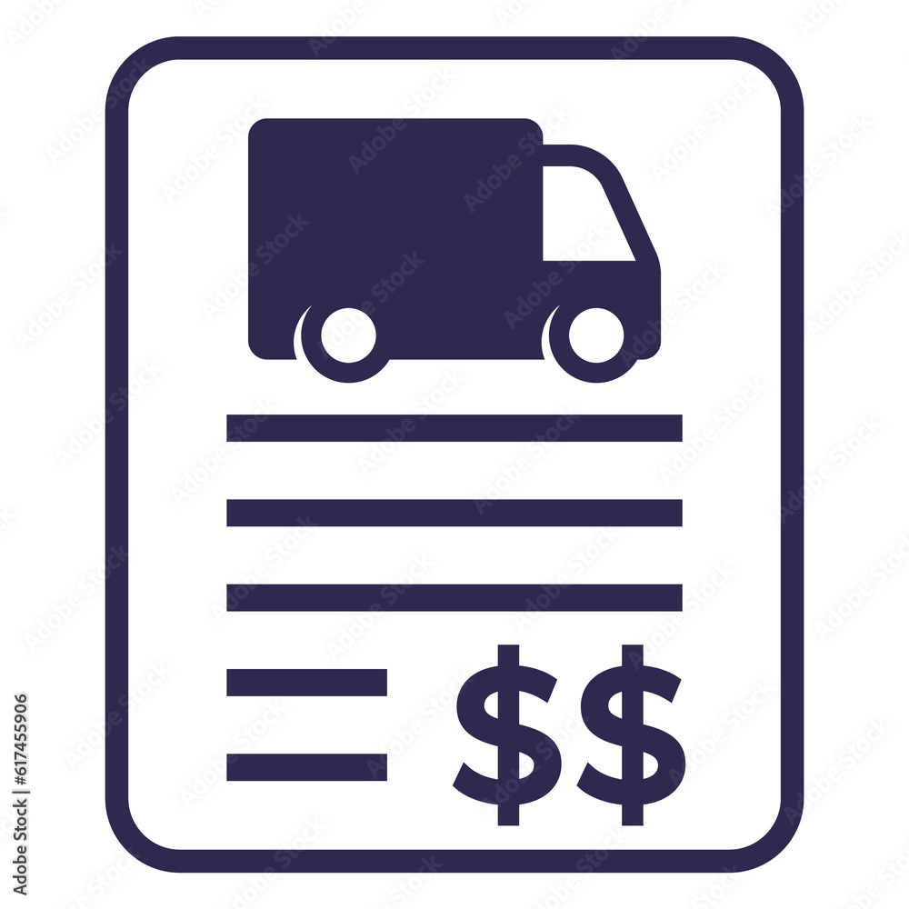 transportation costs icon with a van transportation costs icon with a van