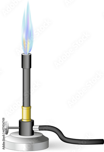 Bunsen burner with Flame. Laboratory equipment