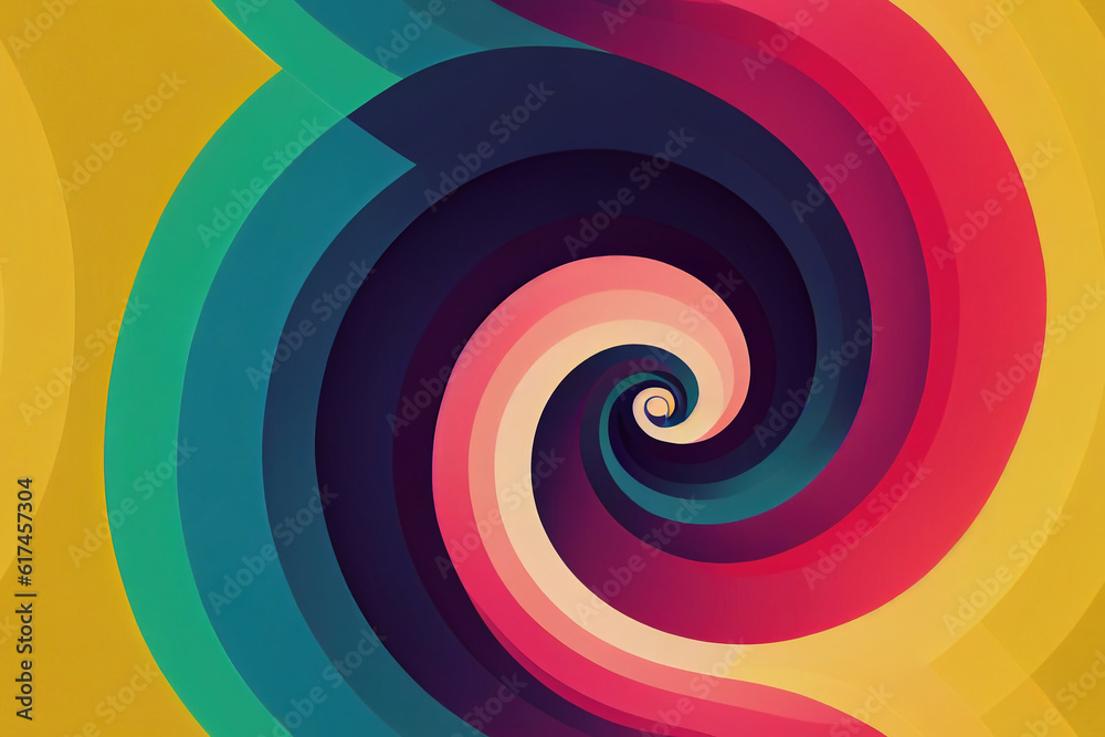 A colorful spiral design on a yellow background. Generative AI A colorful spiral design on a yellow background. Generative AI