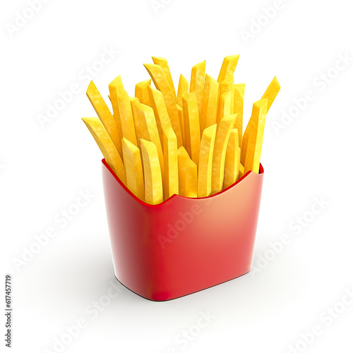 Illustration of French fries on a white background. .Generative AI.