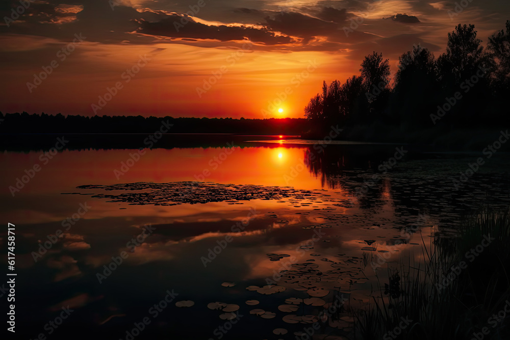 Beautiful Sunset Over a Calm Lake