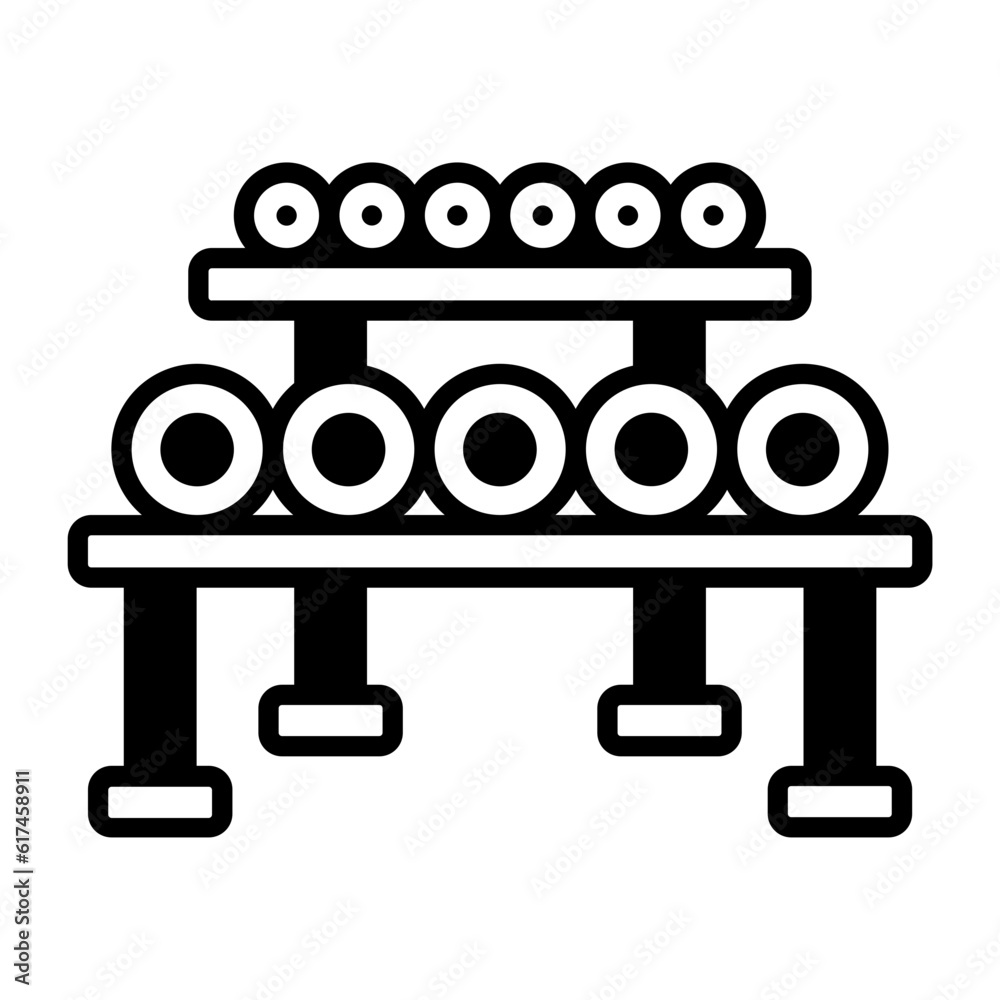 dumbbell storage stand concept,  weight-training gear set vector icon design, Fitness and Wellness symbol, Workout and Weightlifting sign, Personal training equipment stock illustration