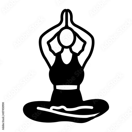 cross legs seated meditation pose concept, Meditative postures vector icon design, Fitness and Wellness symbol, Workout and Weightlifting sign, Personal training equipment stock illustration