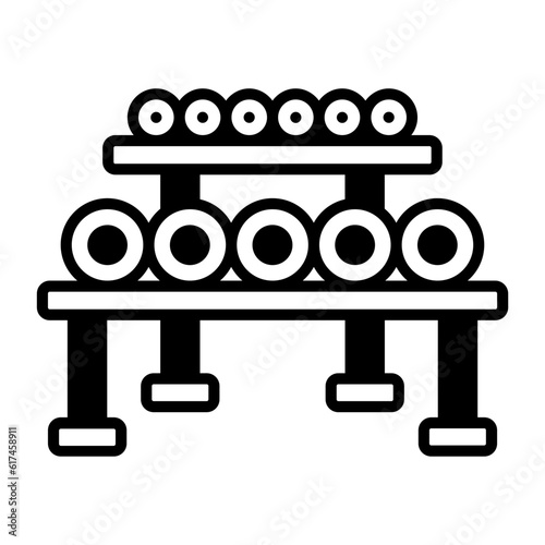 dumbbell storage stand concept,  weight-training gear set vector icon design, Fitness and Wellness symbol, Workout and Weightlifting sign, Personal training equipment stock illustration