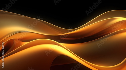 Abstract 3d rendering of golden wave line futuristic background