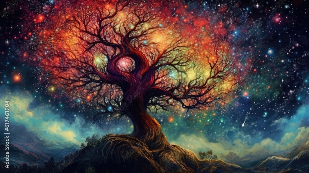 Colorful Tree with Star and Planet Colorful Tree with Star and Planet