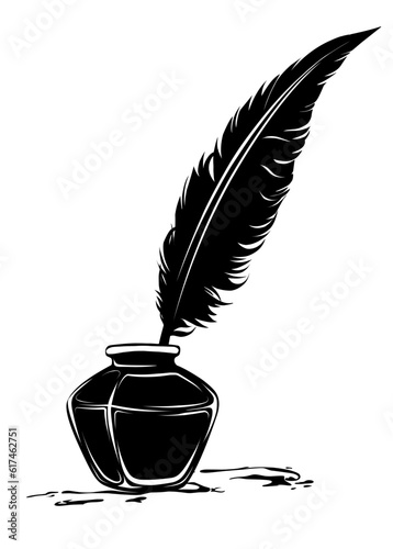 feather pen ink vector silhouette illustration