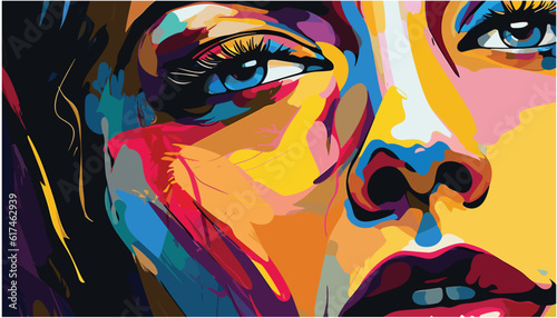 Colorful Abstract Portrait  Captivating Celebrity-Inspired Comic Art
