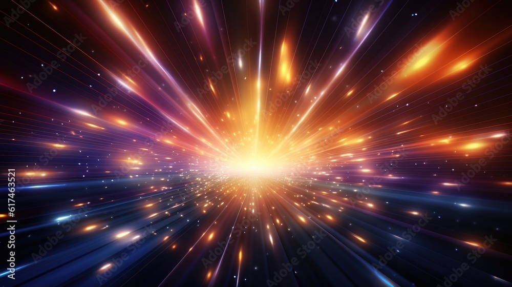 Obraz premium abstract line background with rays and stars computer generation