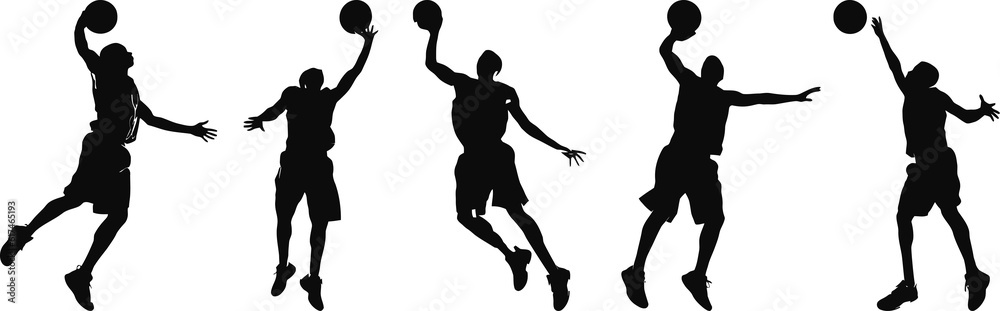 man jumping playing basketball pose silhouette