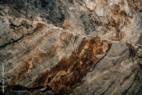 Brown rock texture with cracks. Rough mountain surface. Close-up. Stone background for design © jambulart