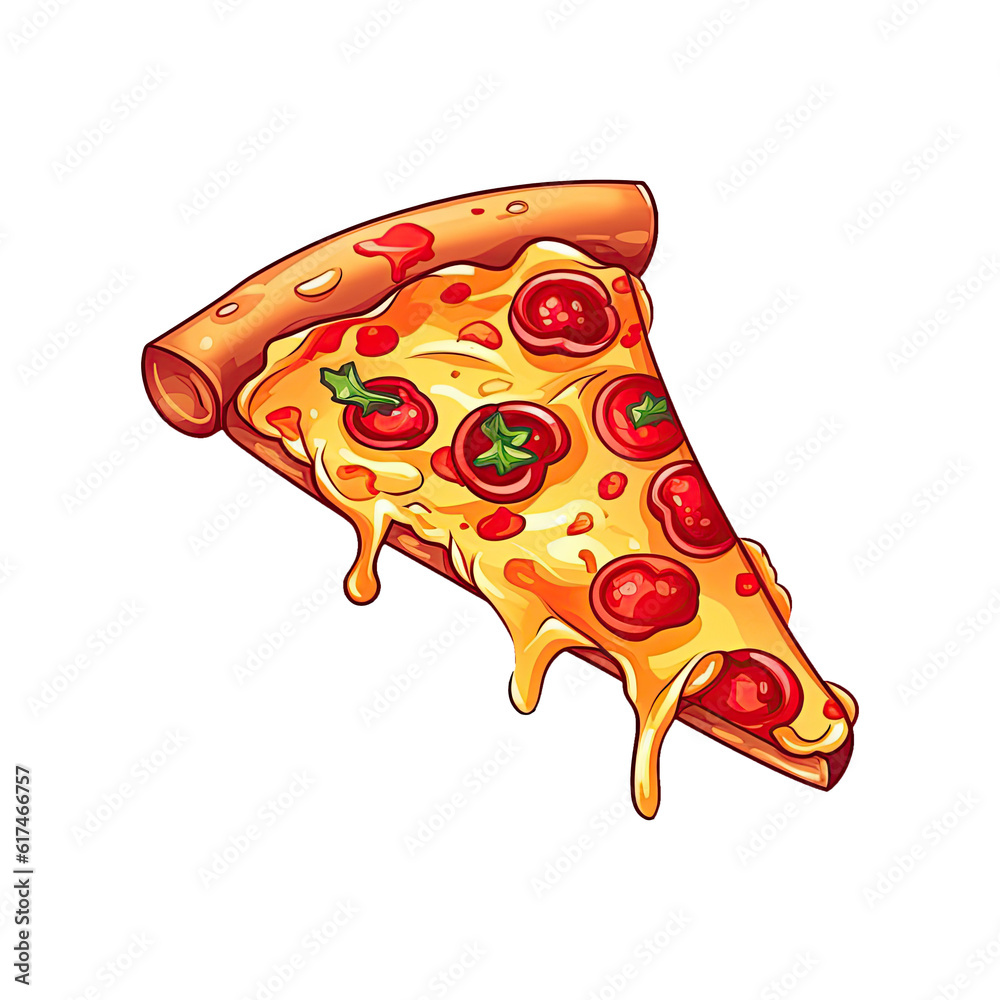 Delicious Italian Pizza Clipart. Cartoon Illustration. Generative AI