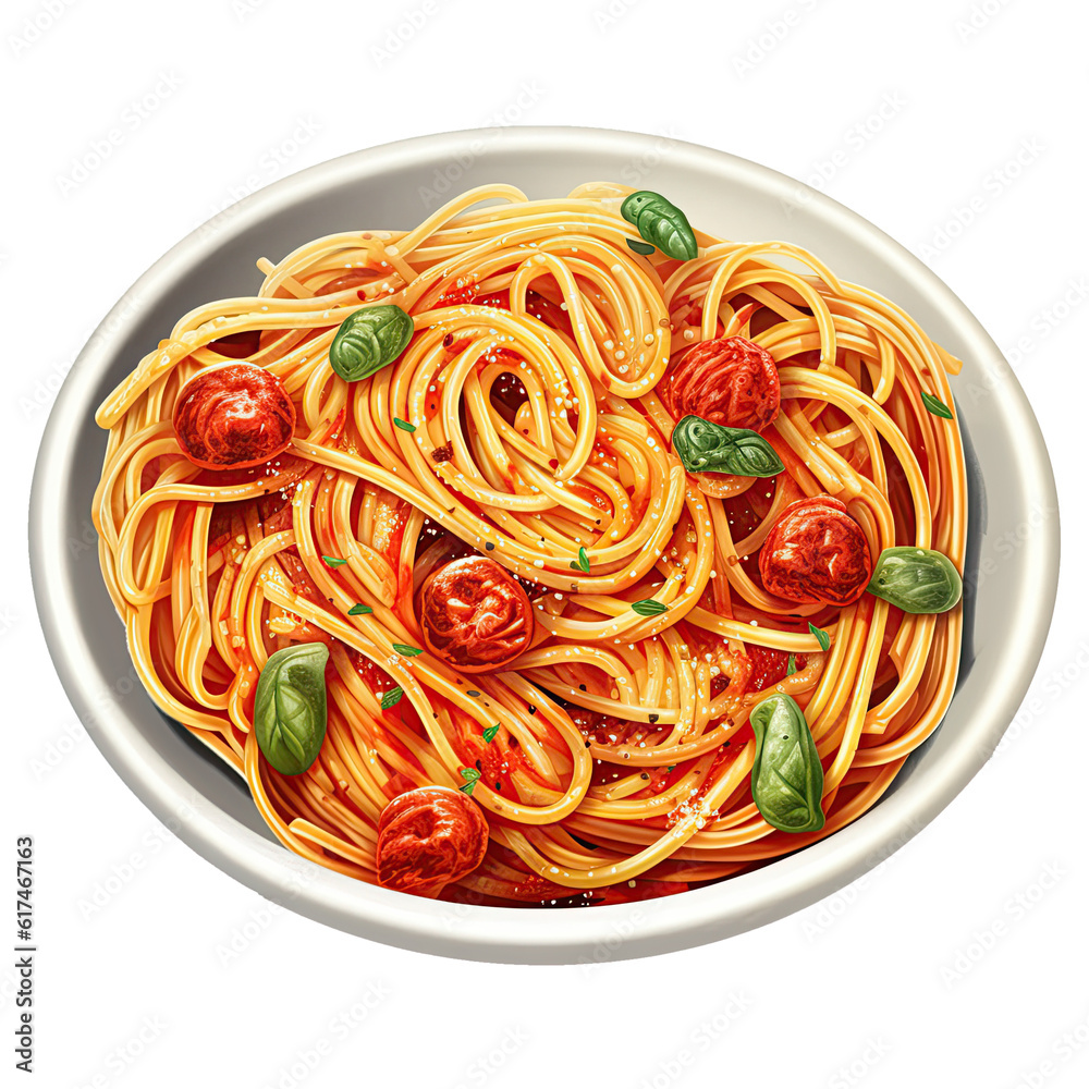 Delicious Italian Food Clipart. Cartoon Spaghetti Illustration. Generative AI