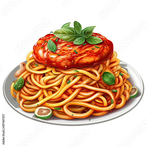 Delicious Italian Food Clipart. Cartoon Spaghetti Illustration. Generative AI