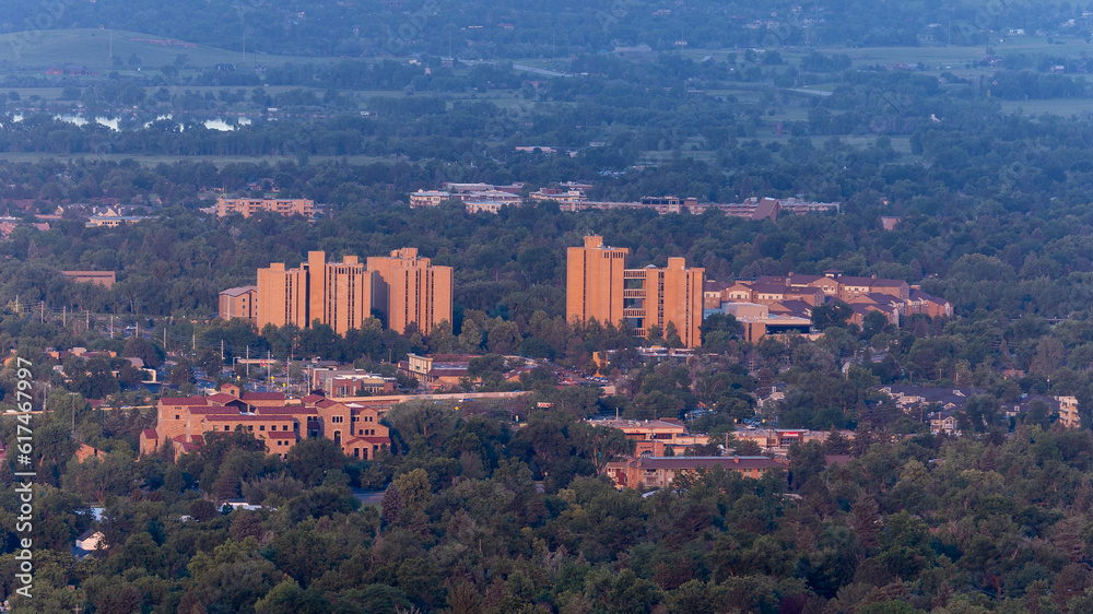 Boulder Colorado University Campus Dorms, CU Buffs Campus Aerial