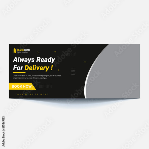 Delivery services vector web banner collection. Online delivery facebook cover or web banner design template