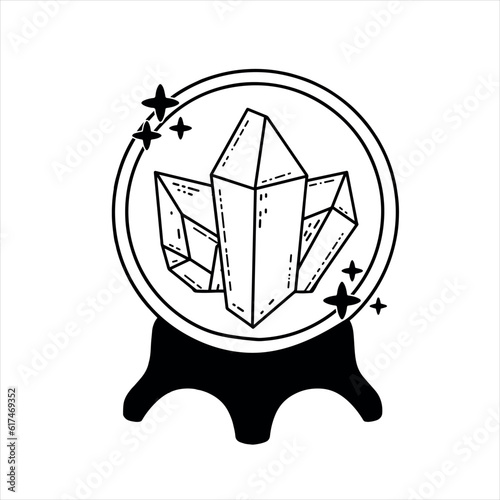 Magic crystal ball and gems. Spiritual mystery future teller. Astrology and fortune. Mystical and magical ritual