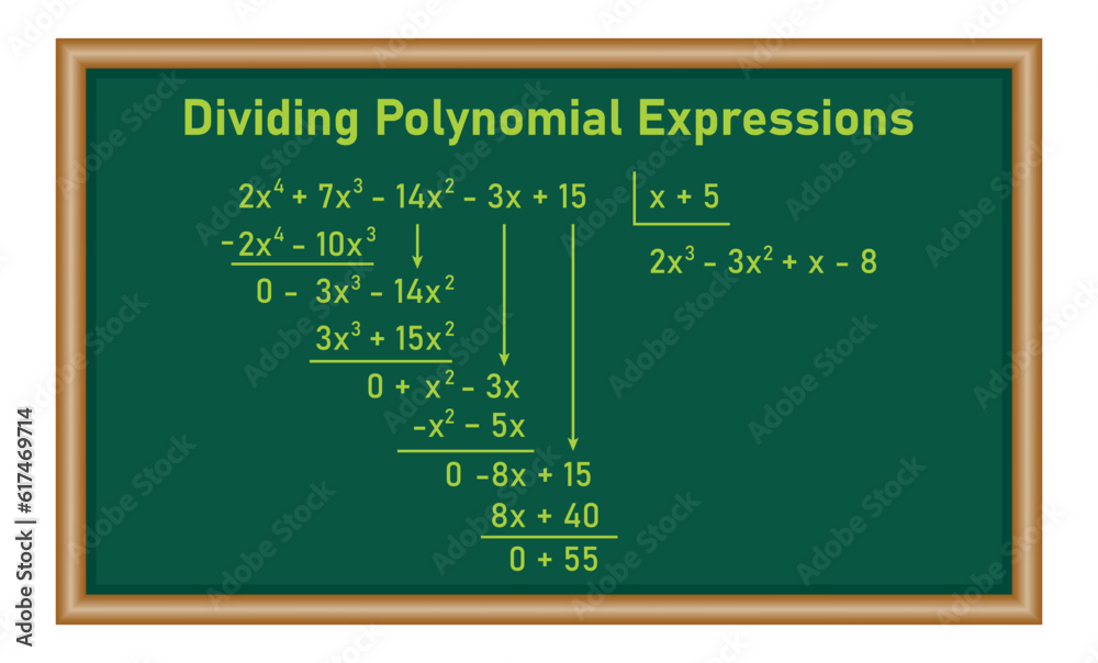 Dividing polynomial expressions in mathematics. Long division of polynomials. Math resources for teachers. Division, quotient, dividend and remainder. Dividing polynomial expressions in mathematics. Long division of polynomials. Math resources for teachers. Division, quotient, dividend and remainder.
